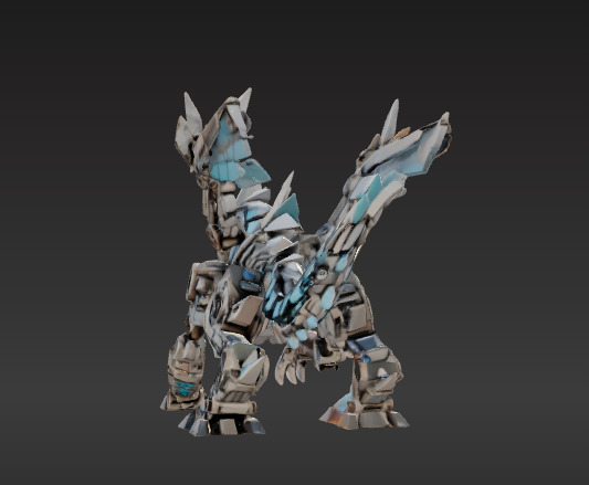 Low-Poly Mechanical Dragon 3D model_2