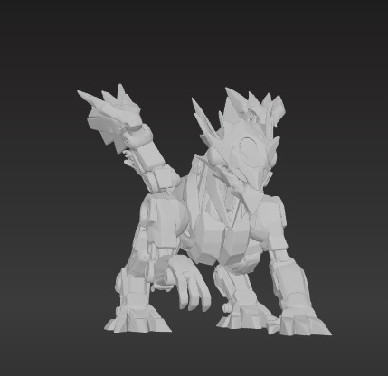 Low-Poly Mechanical Dragon 3D model_5