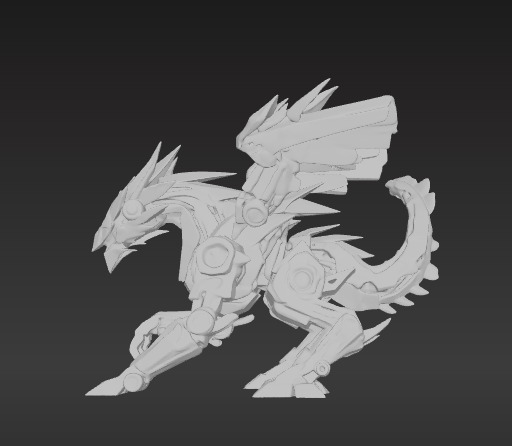 Low-Poly Mechanical Dragon 3D model_8