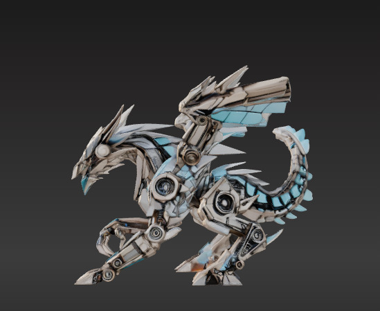 Low-Poly Mechanical Dragon 3D model_1