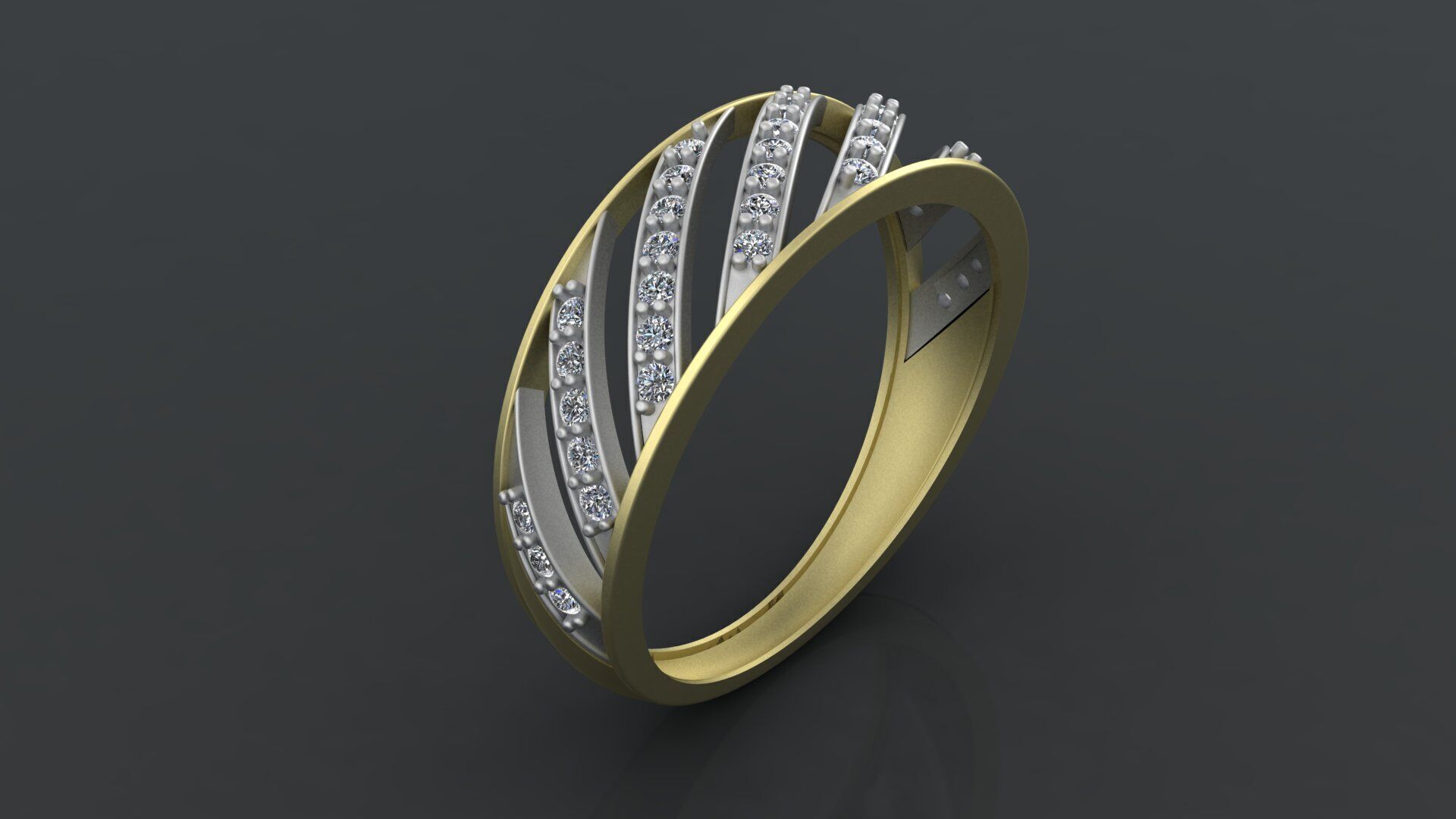 Womens diamond track ring for CNC or 3D print model 3D print model_2