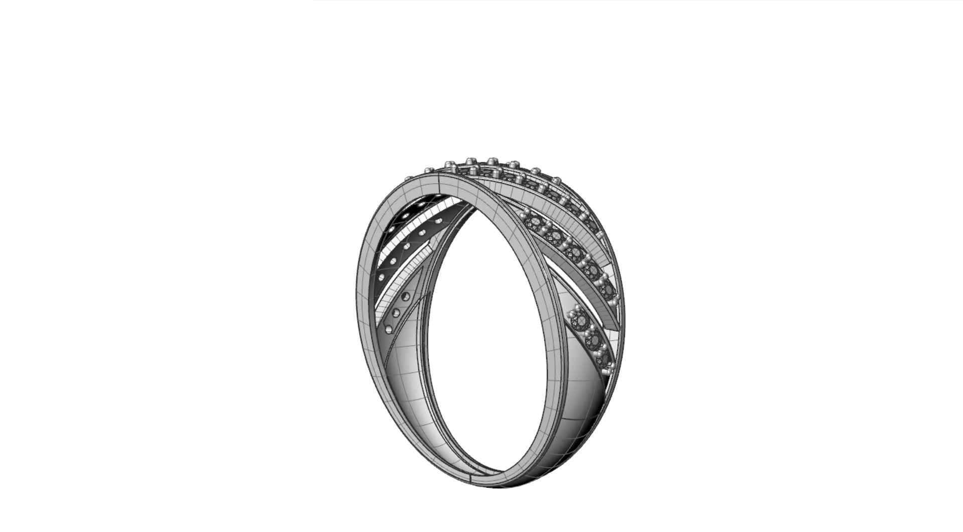 Womens diamond track ring for CNC or 3D print model 3D print model_9