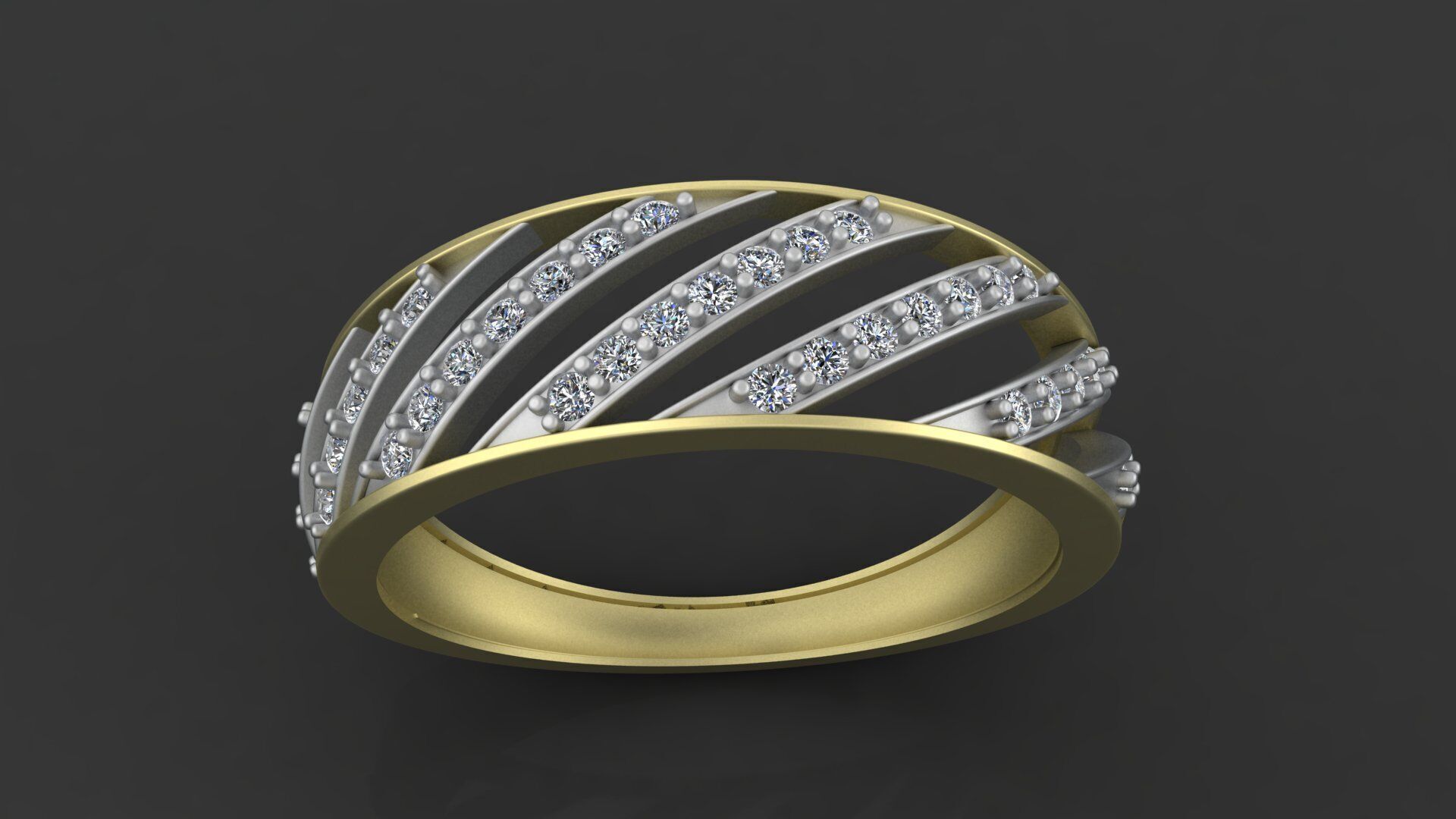 Womens diamond track ring for CNC or 3D print model 3D print model_3