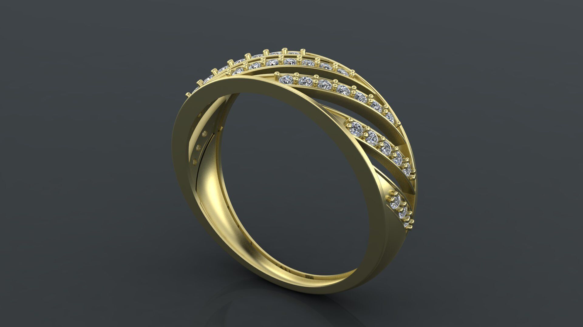 Womens diamond track ring for CNC or 3D print model 3D print model_6