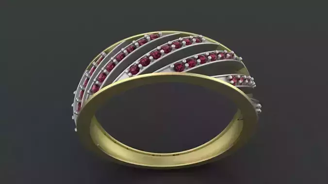 Womens diamond track ring for CNC or 3D print model