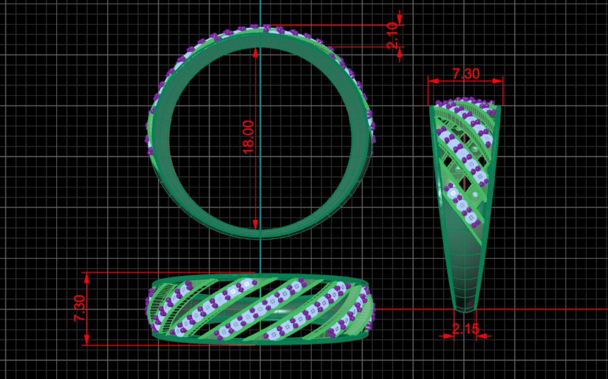 Womens diamond track ring for CNC or 3D print model 3D print model_12