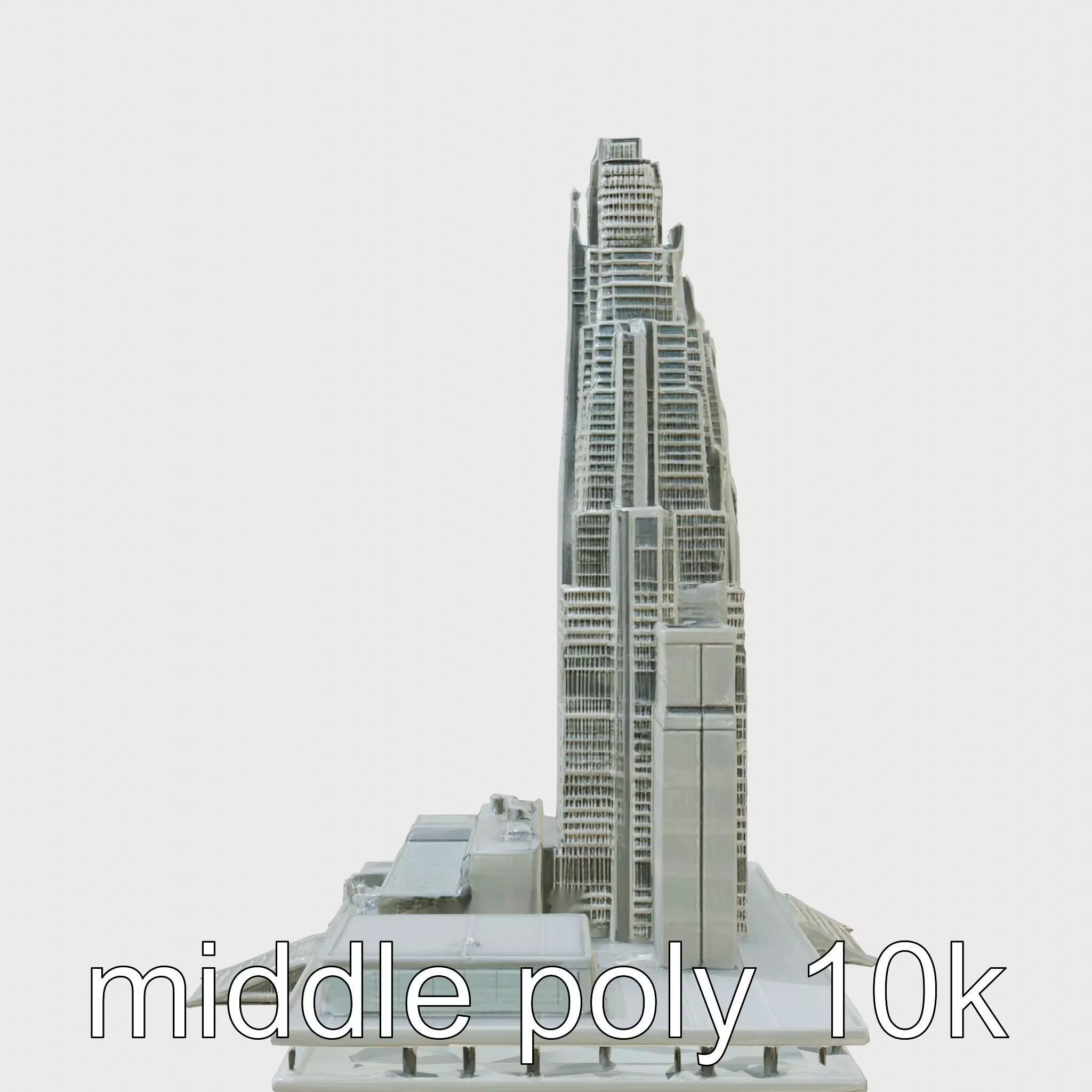 Futuristic Skyscraper Architecture Model Low-poly 3D model_0