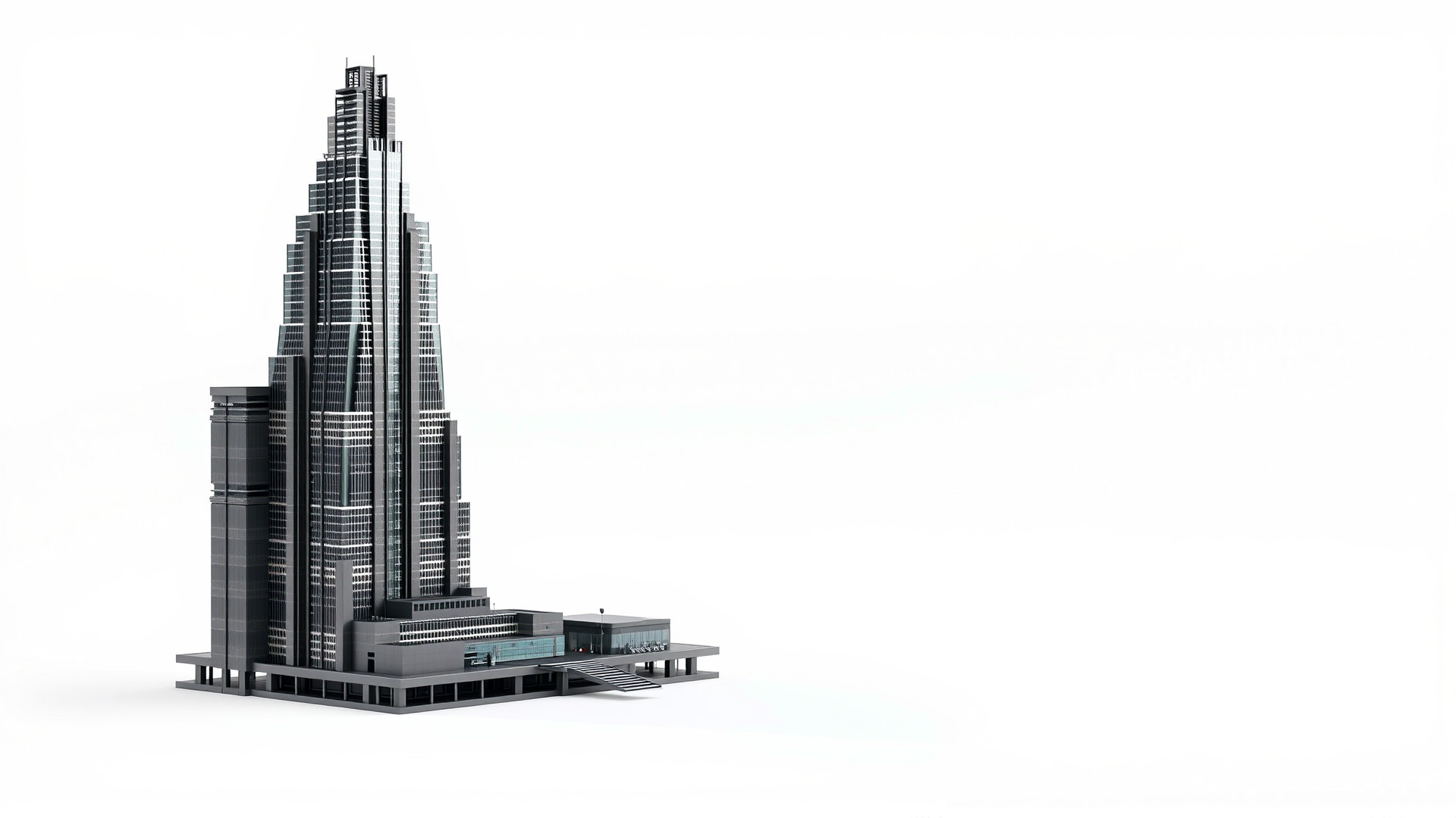 Futuristic Skyscraper Architecture Model Low-poly 3D model_4