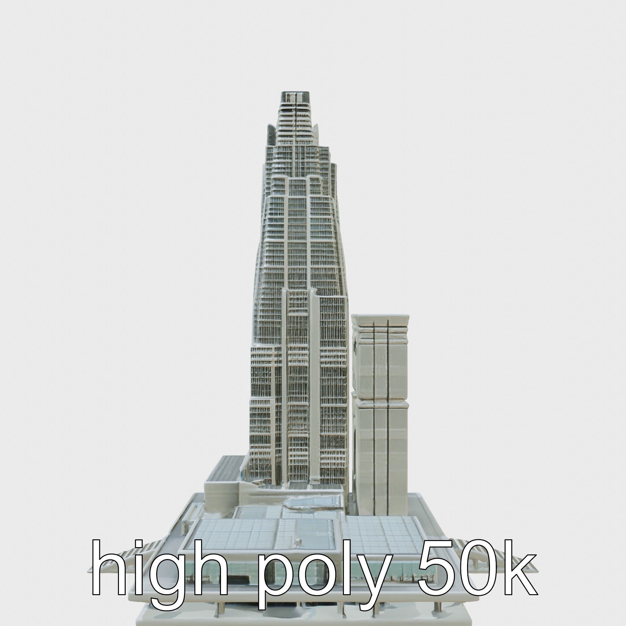 Futuristic Skyscraper Architecture Model Low-poly 3D model_3