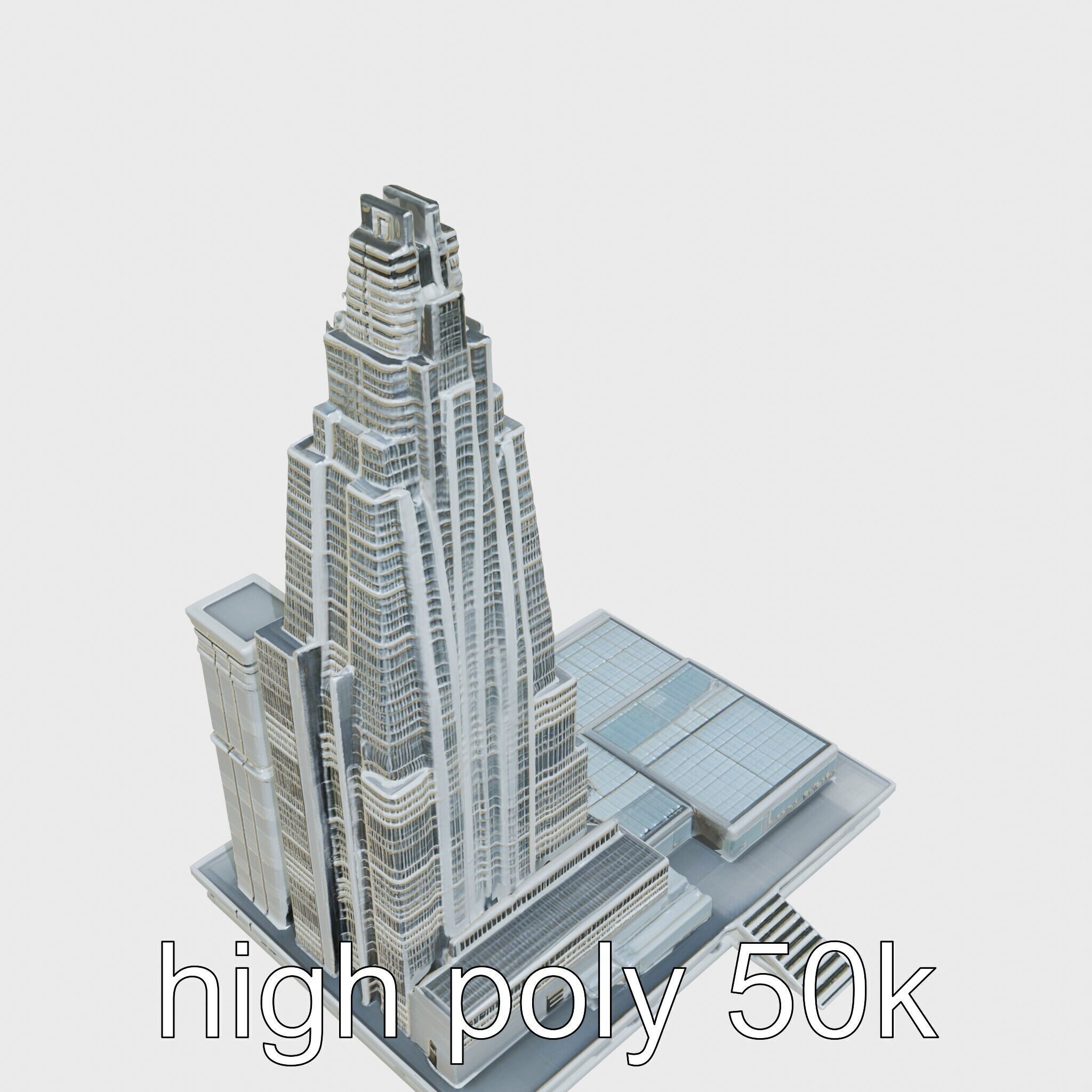 Futuristic Skyscraper Architecture Model Low-poly 3D model_9