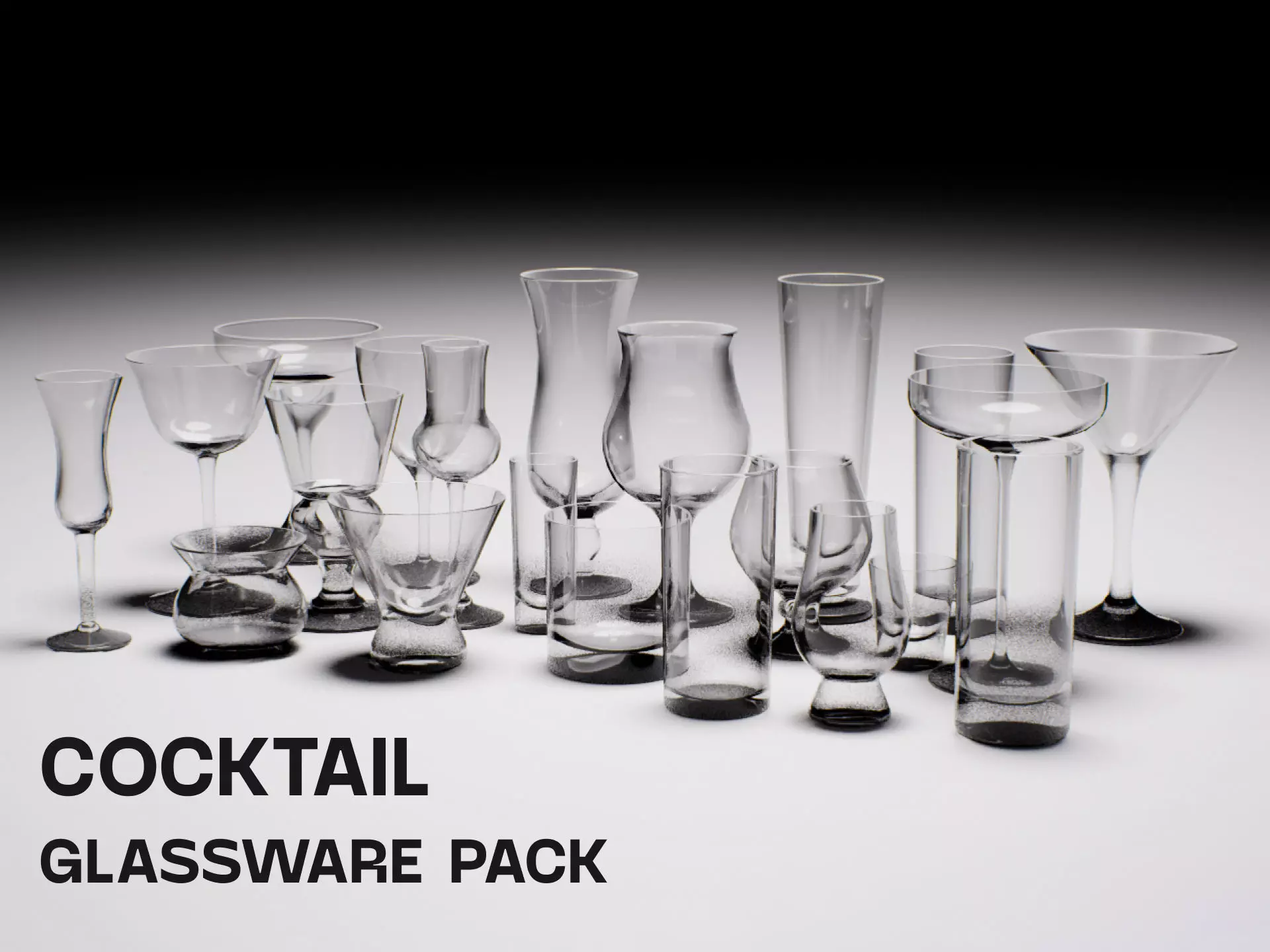 Cocktail Glassware Pack Low-poly 3D model