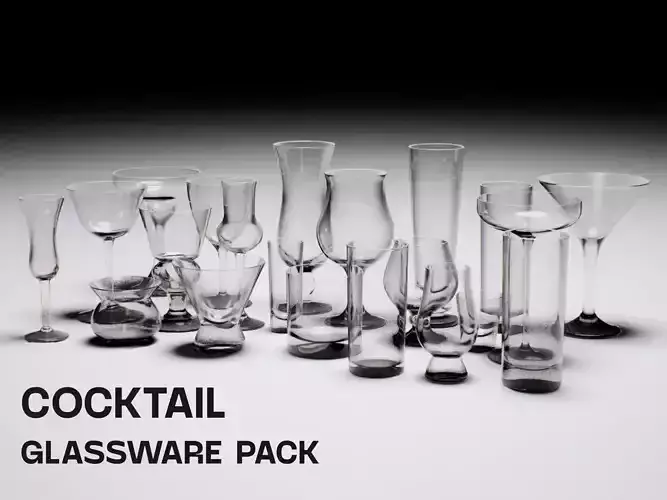 Cocktail Glassware Pack Low-poly 3D model