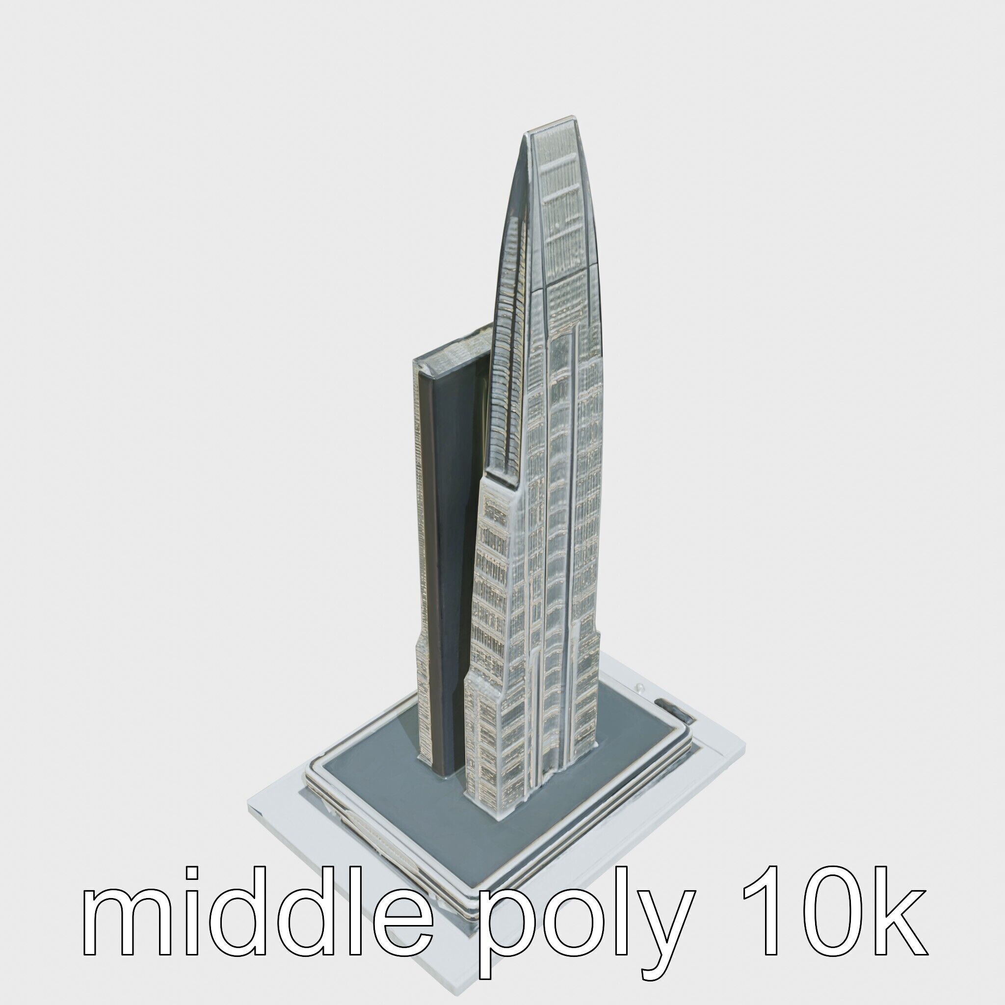 Futuristic Skyscraper Architectural Tower Low-poly 3D model_9