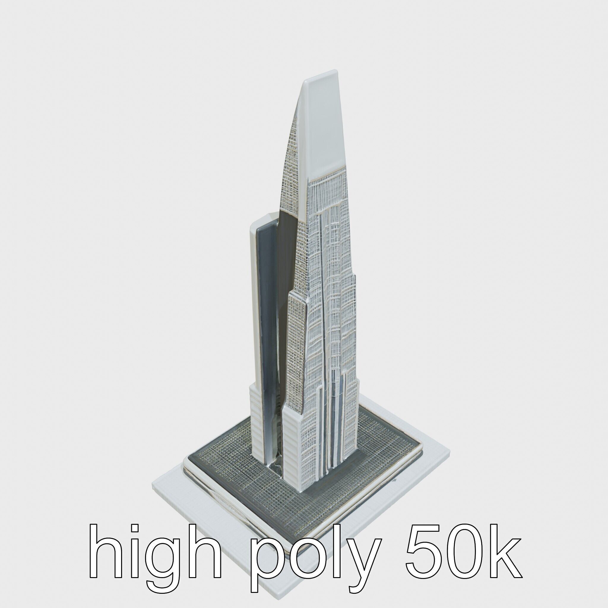 Futuristic Skyscraper Architectural Tower Low-poly 3D model_8