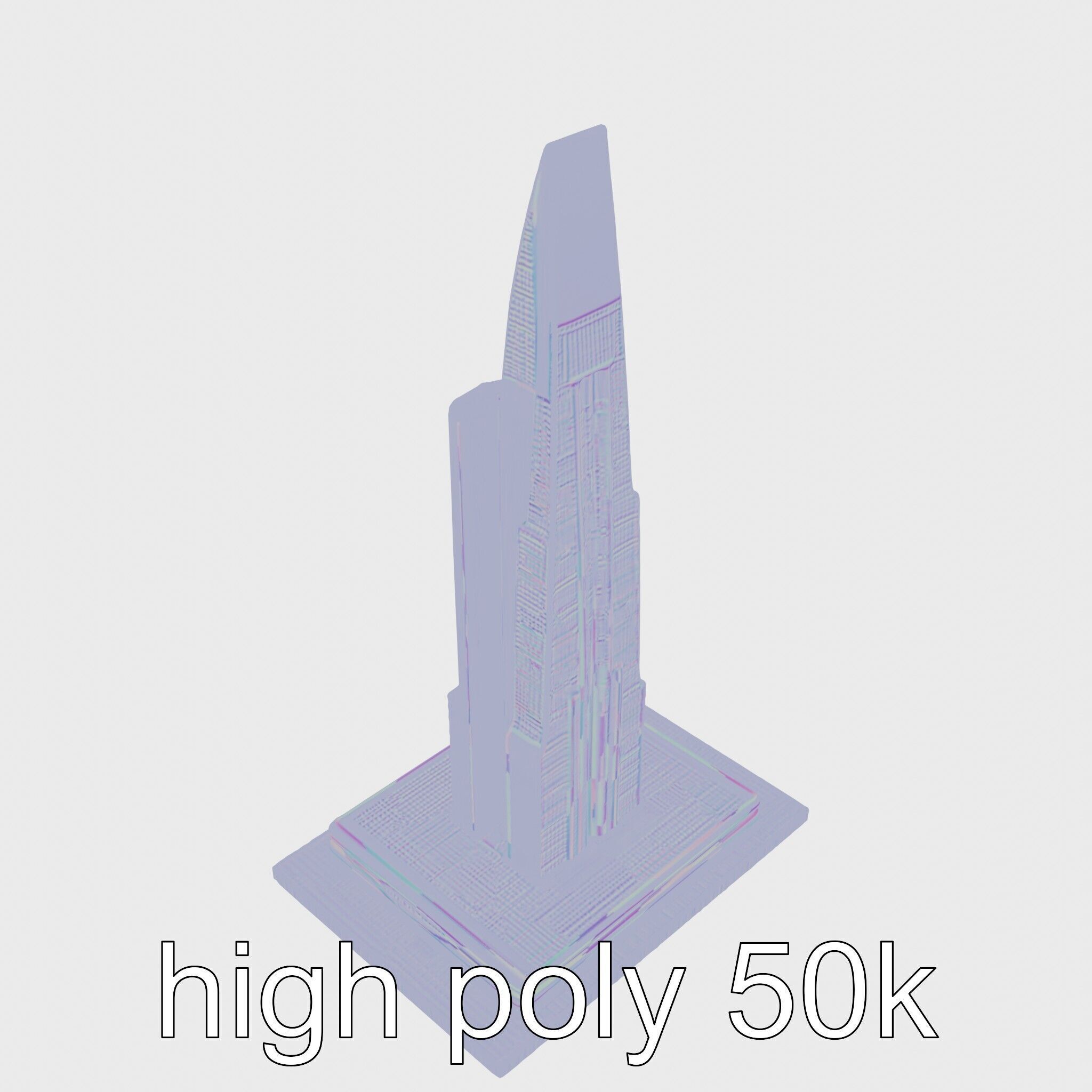 Futuristic Skyscraper Architectural Tower Low-poly 3D model_28