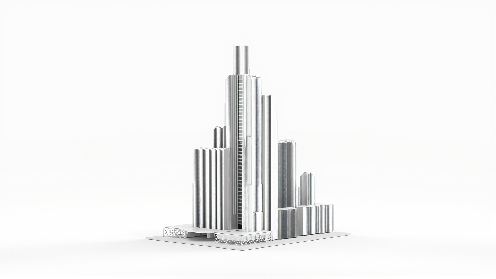 Futuristic Skyscraper Architectural Model Low-poly 3D model_3