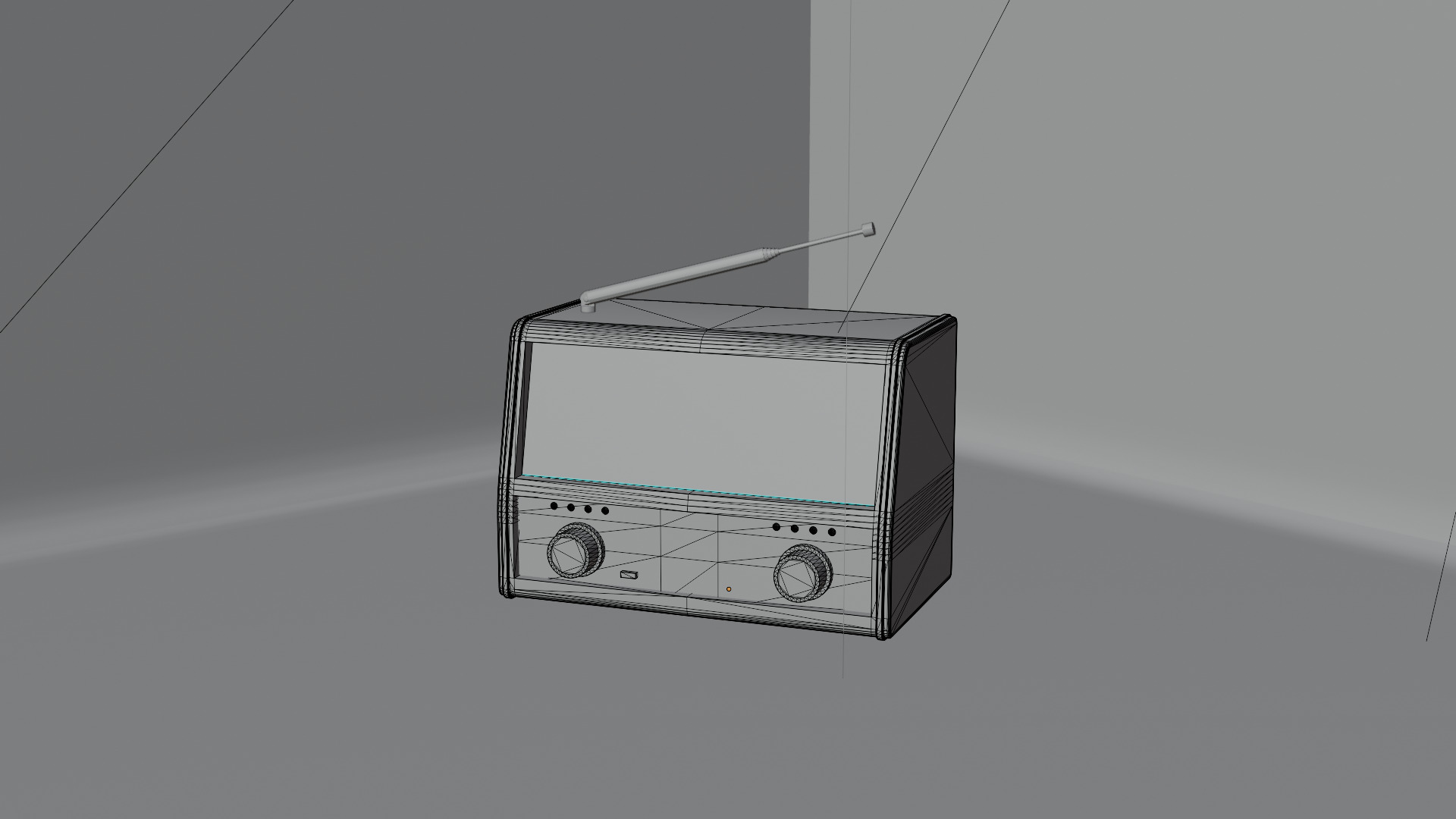 Vintage Radio Low-poly 3D model_5
