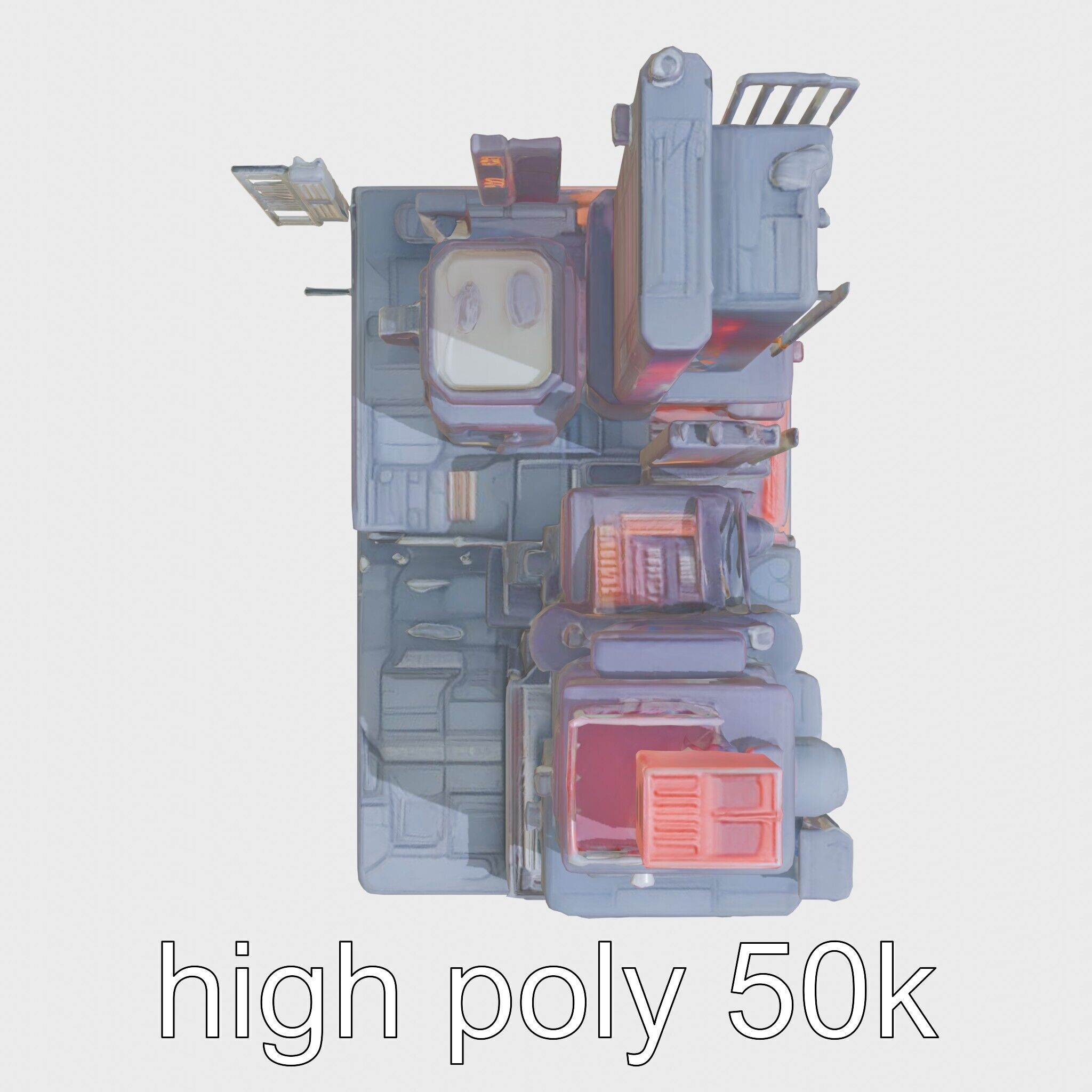 Cyberpunk Skyscraper Neon Signs Night Scene Low-poly 3D model_31