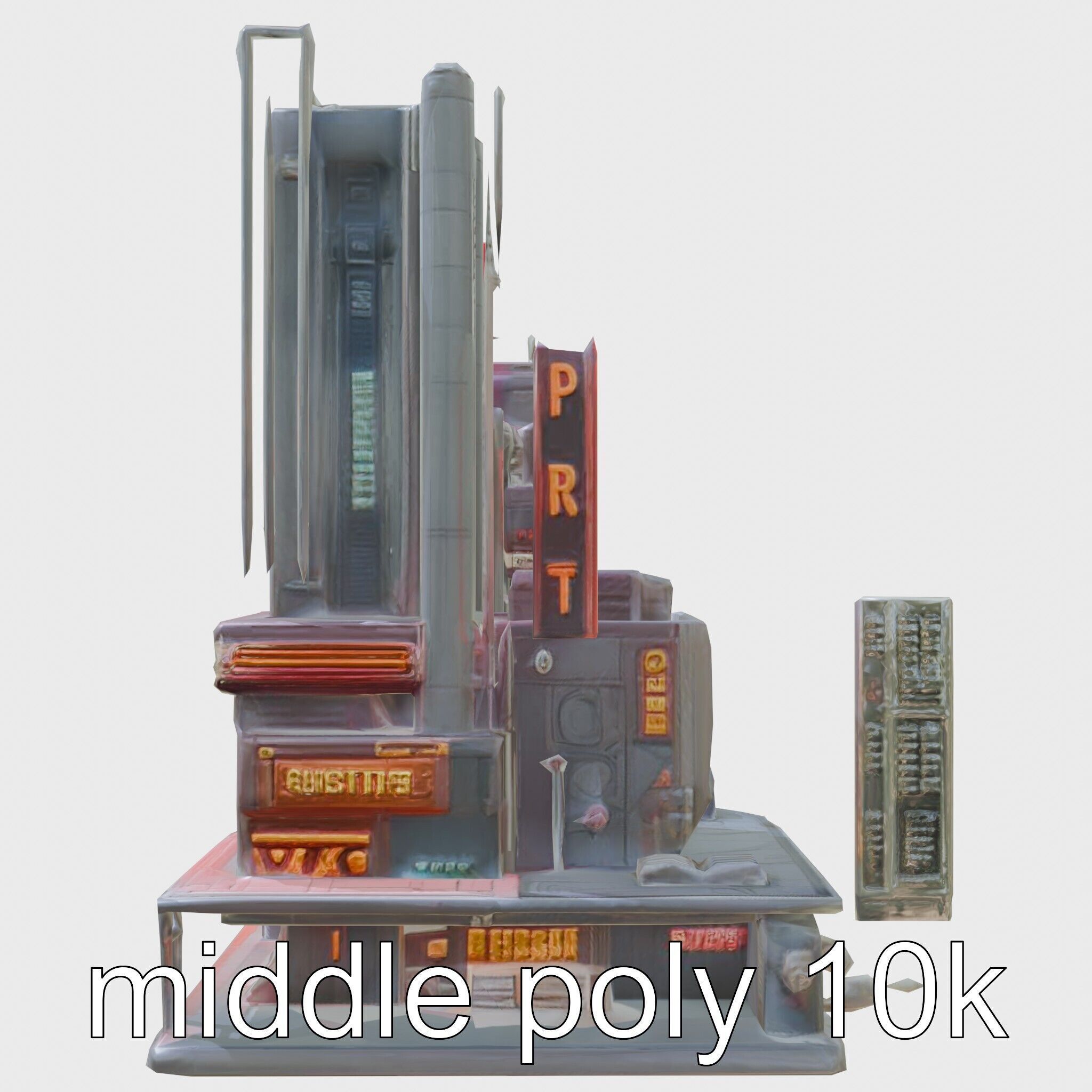 Cyberpunk Skyscraper Neon Signs Night Scene Low-poly 3D model_18
