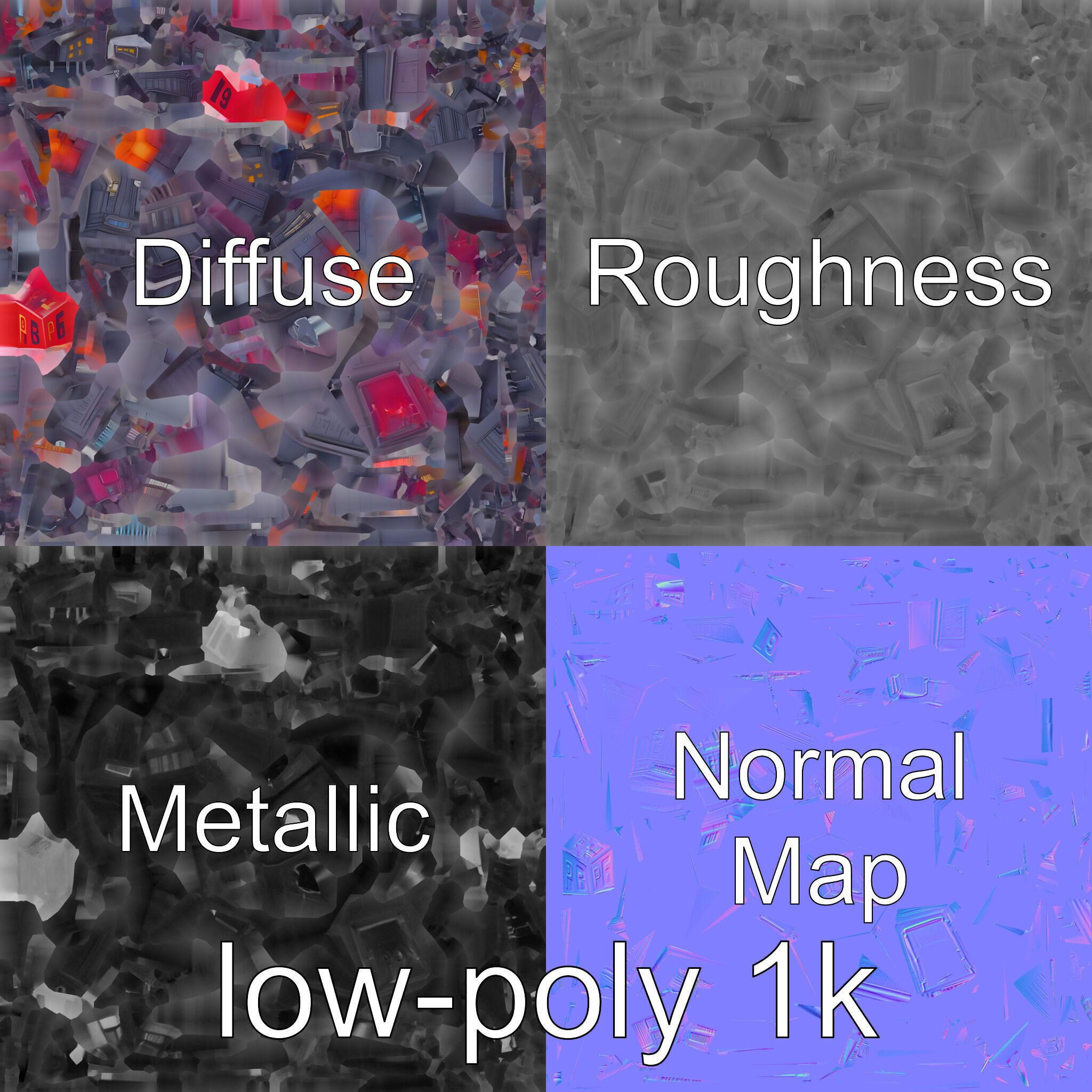 Cyberpunk Skyscraper Neon Signs Night Scene Low-poly 3D model_29