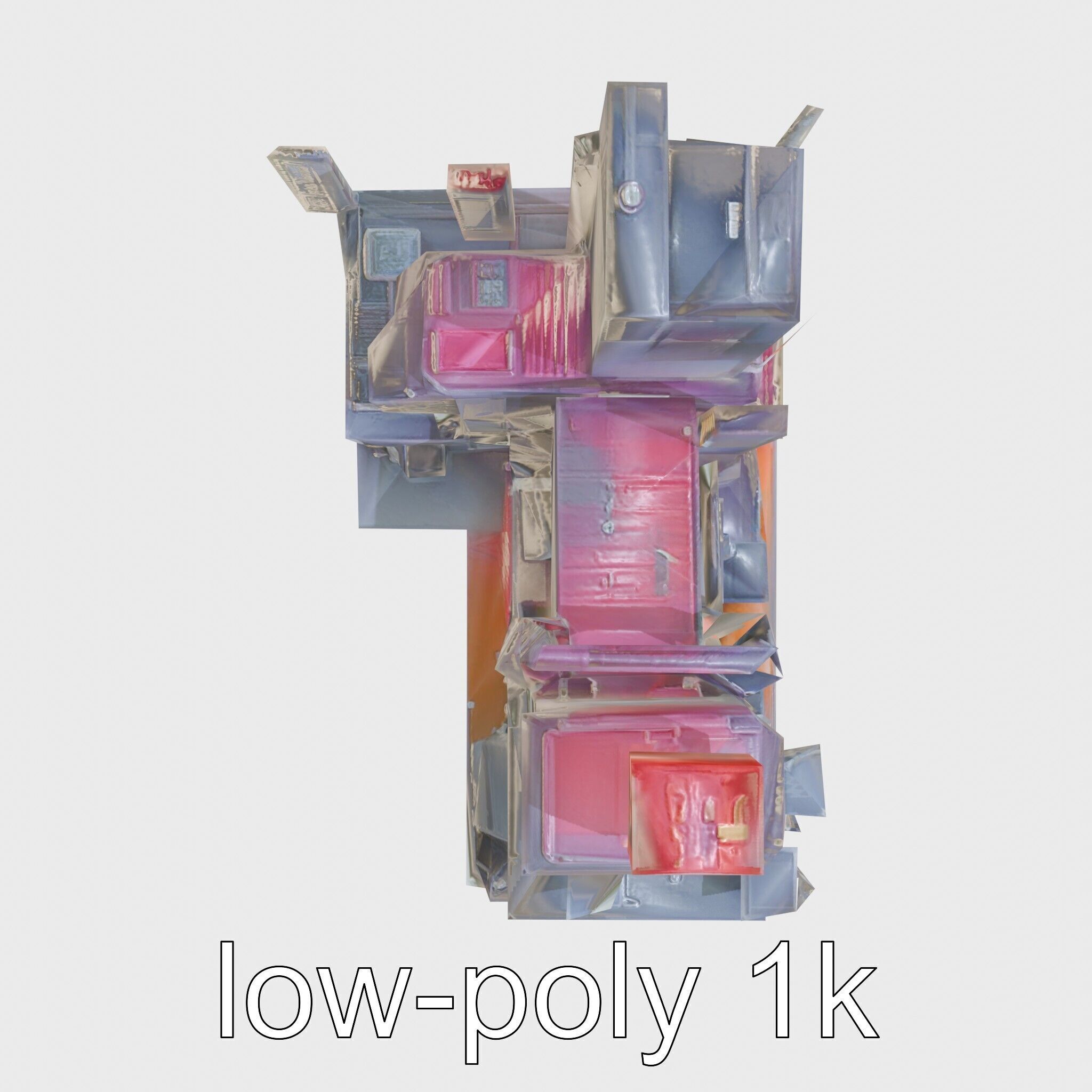 Cyberpunk Skyscraper Neon Signs Night Scene Low-poly 3D model_14