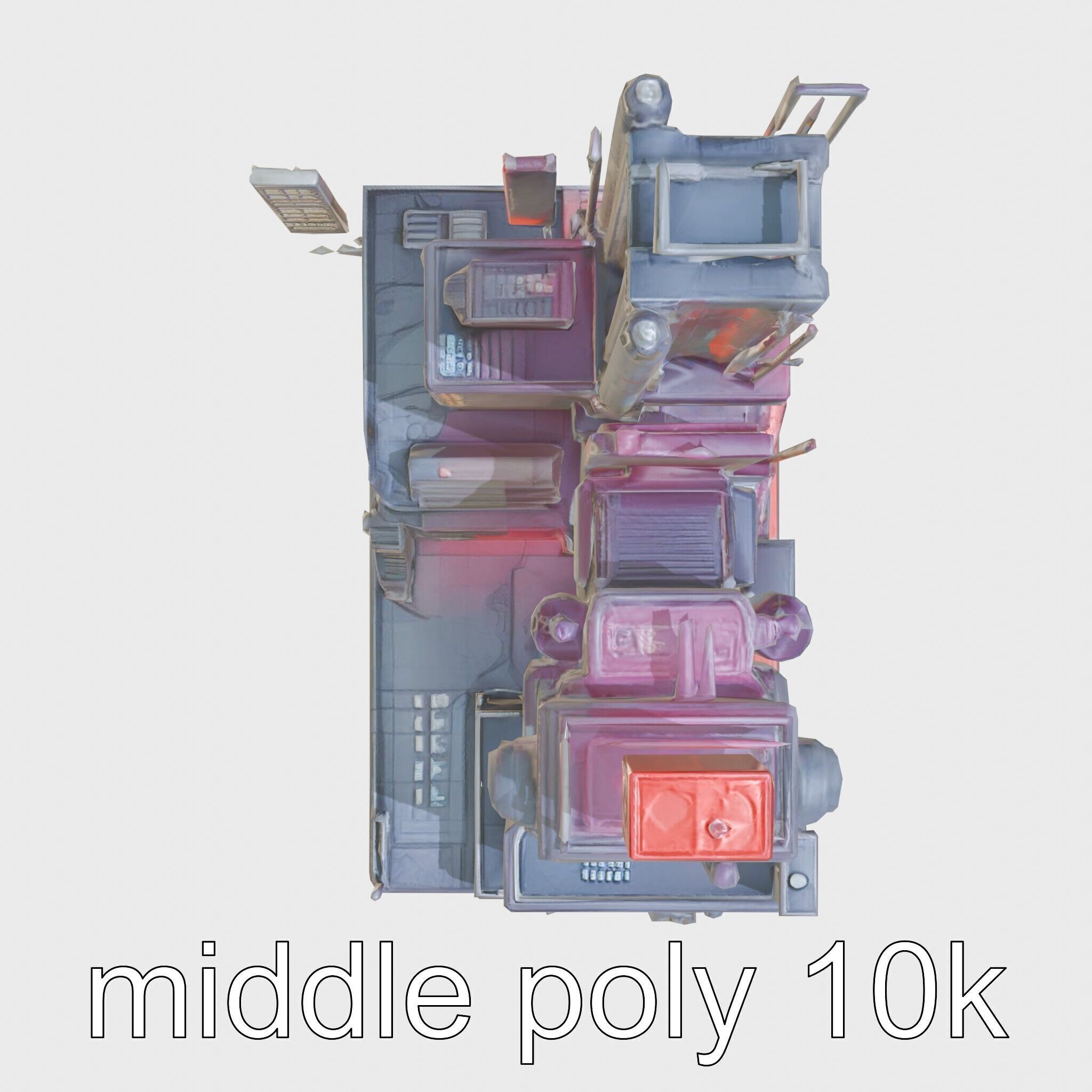 Cyberpunk Skyscraper Neon Signs Night Scene Low-poly 3D model_9