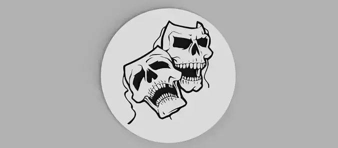 Skull Theater Mask Logo Coaster