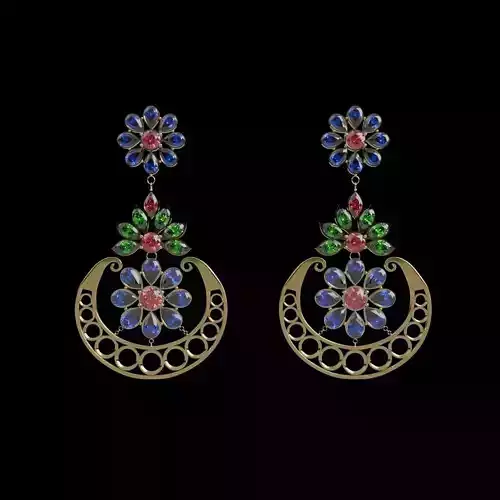 Gold Plated Traditional Kundan Earrings Adorned with Diamonds
