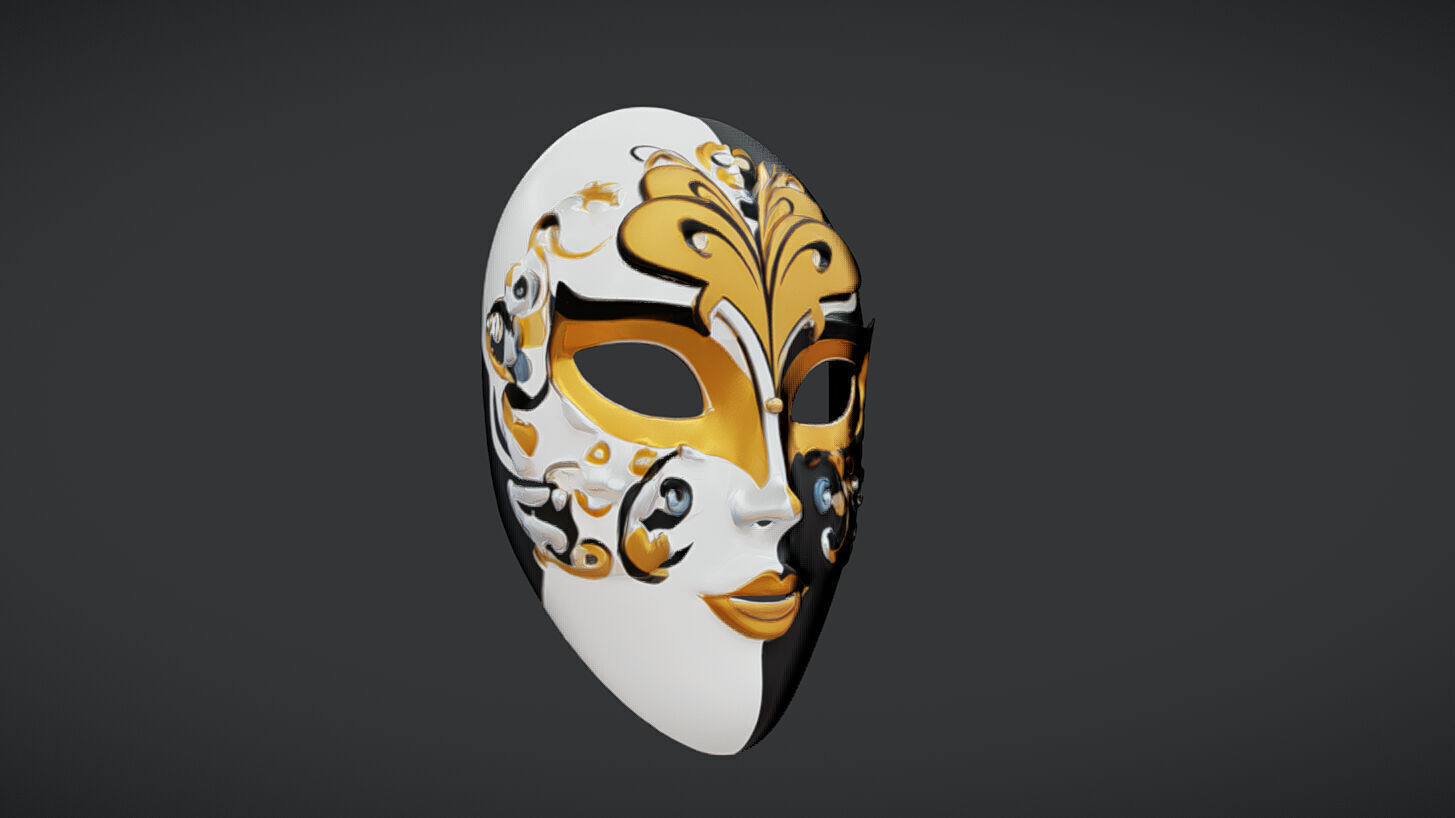 Venetian Masquerade Mask Low-poly 3D model_2