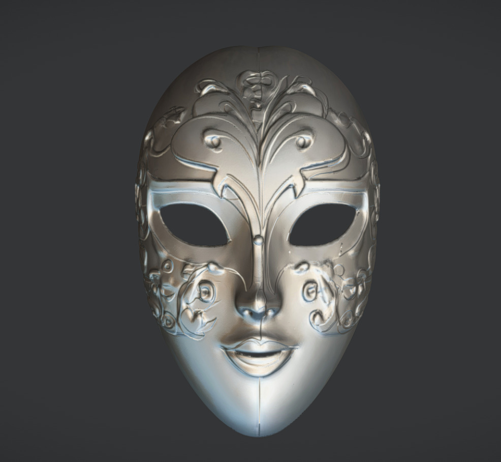 Venetian Masquerade Mask Low-poly 3D model_7