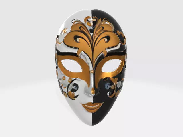 Venetian Masquerade Mask Low-poly 3D model_0
