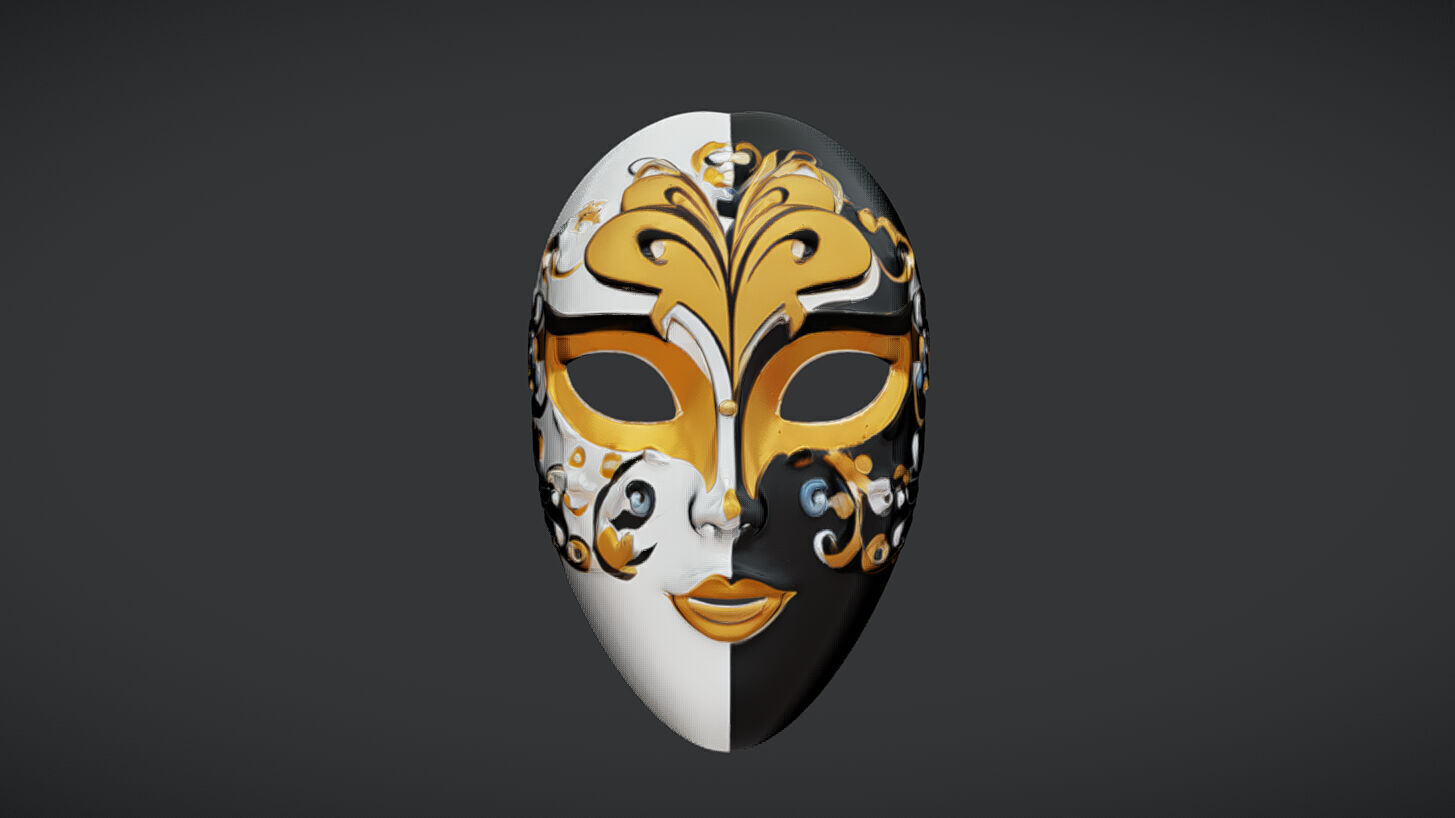 Venetian Masquerade Mask Low-poly 3D model_1