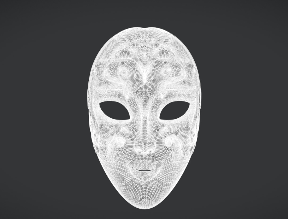 Venetian Masquerade Mask Low-poly 3D model_6