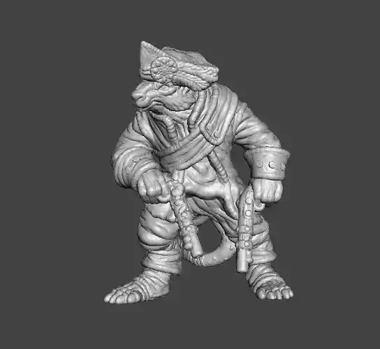 SQUEAK PIRATE CAPTAIN RAT MINIATURE MODEL FANTASY GAMES RPG DND 3D print model