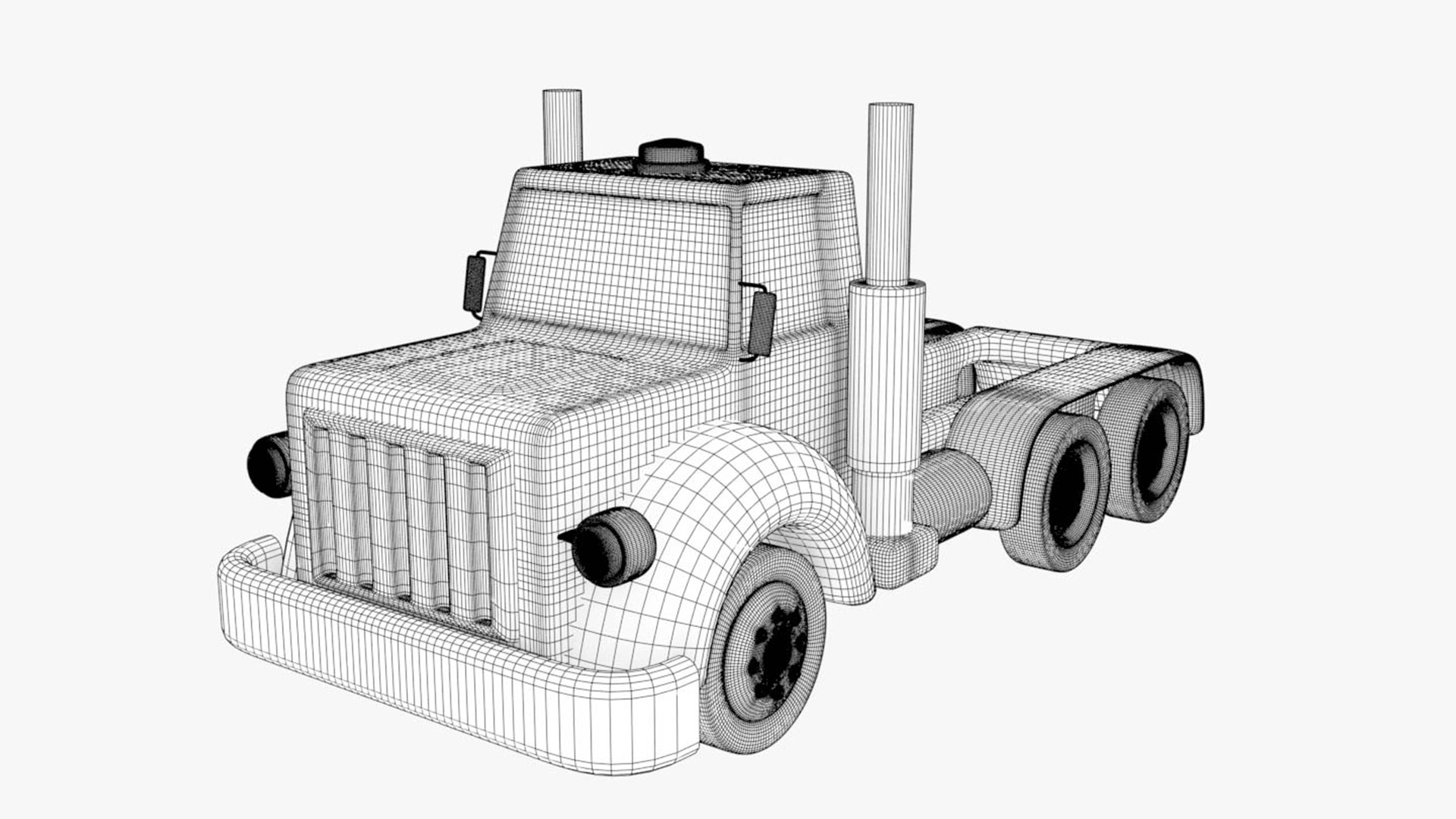 cartoon truck 3D model_18