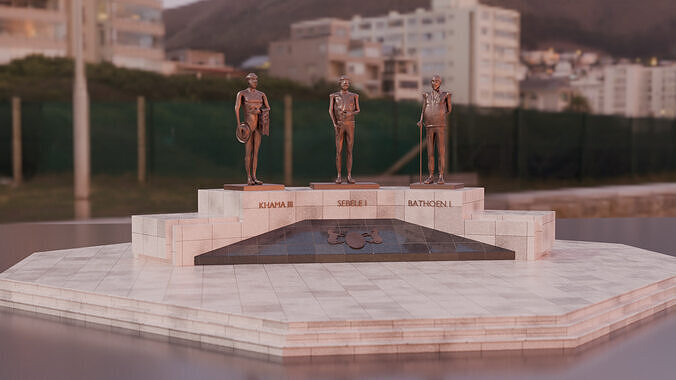 Three chiefs statues Low-poly 3D model