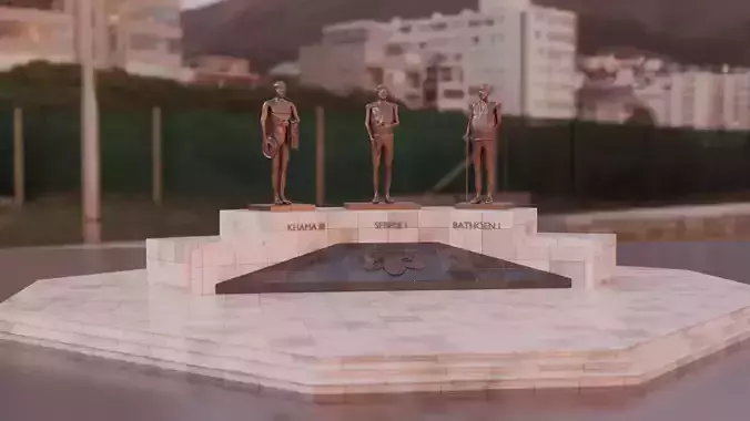 Three chiefs statues Low-poly 3D model