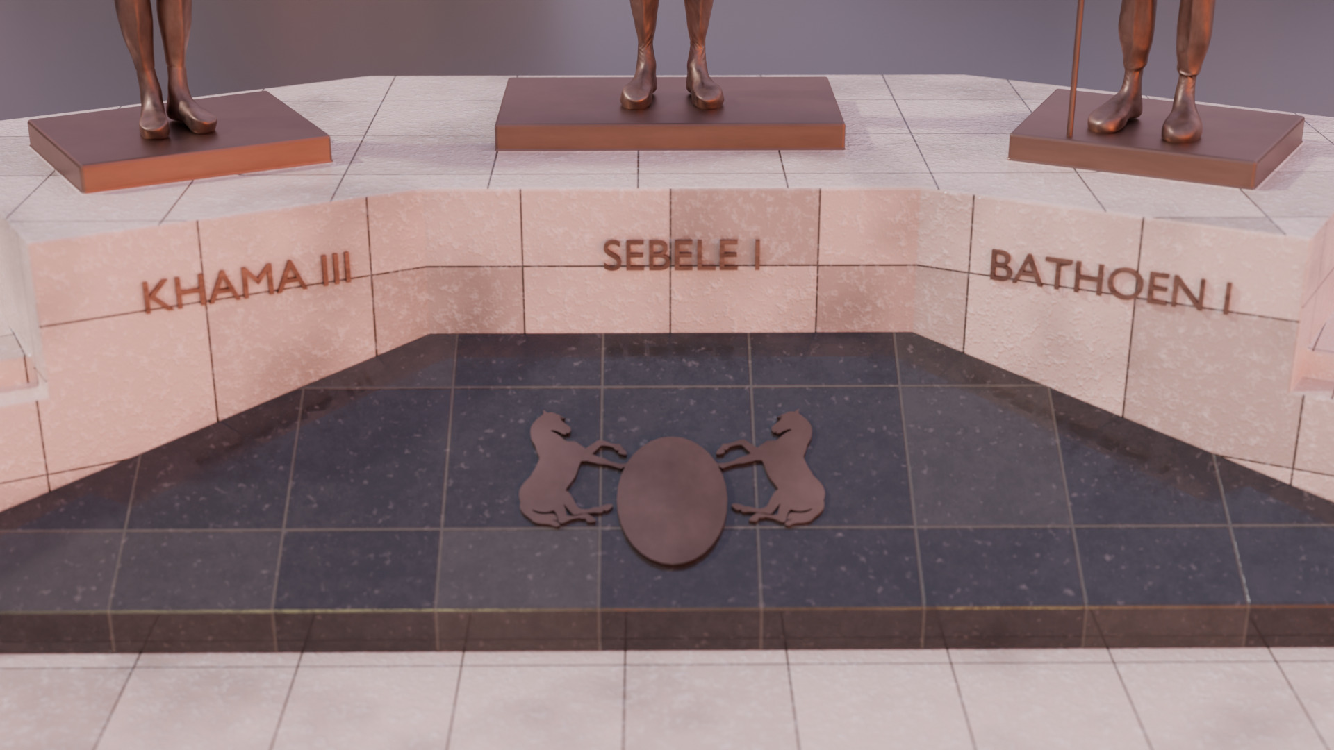Three chiefs statues Low-poly 3D model_1