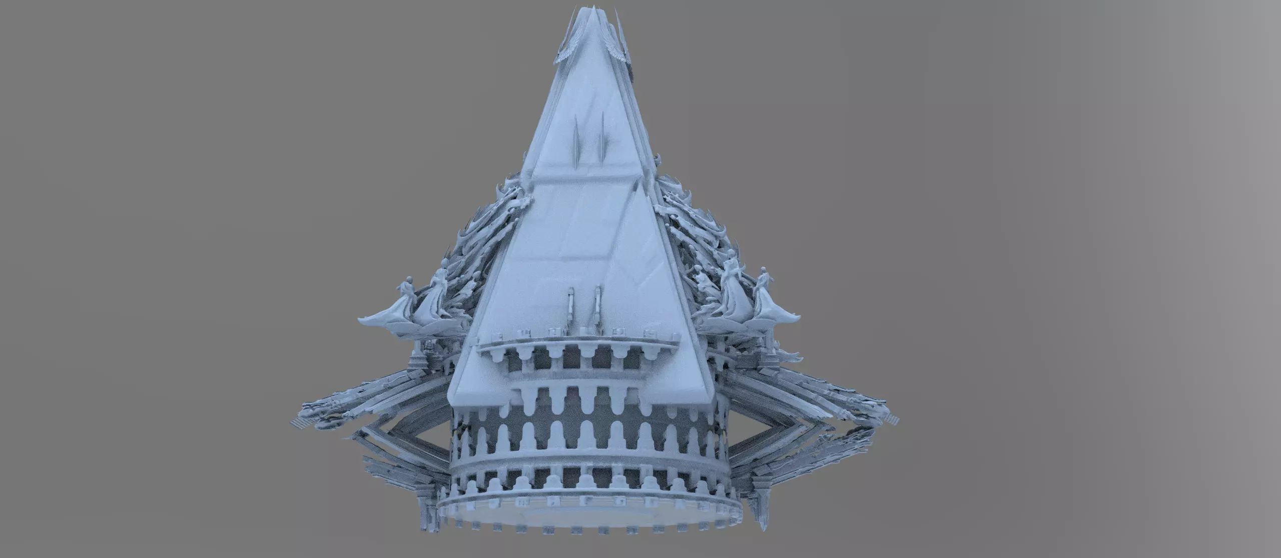 Island of Atlas Grand Tower pyramid 4 3D model_0