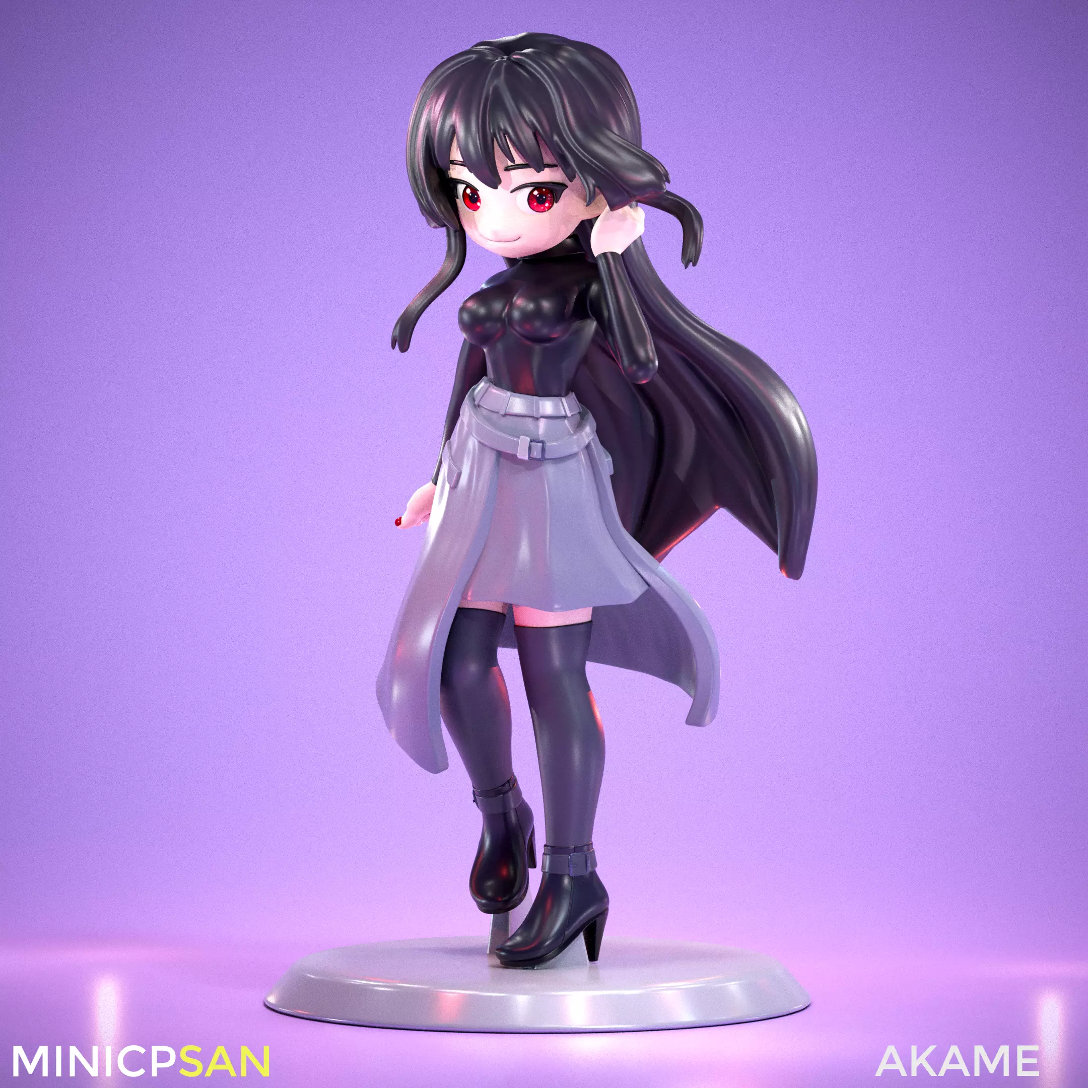 Akame - Cute Black Top Outfit - Akame Ga Kill Anime 3D print model_0
