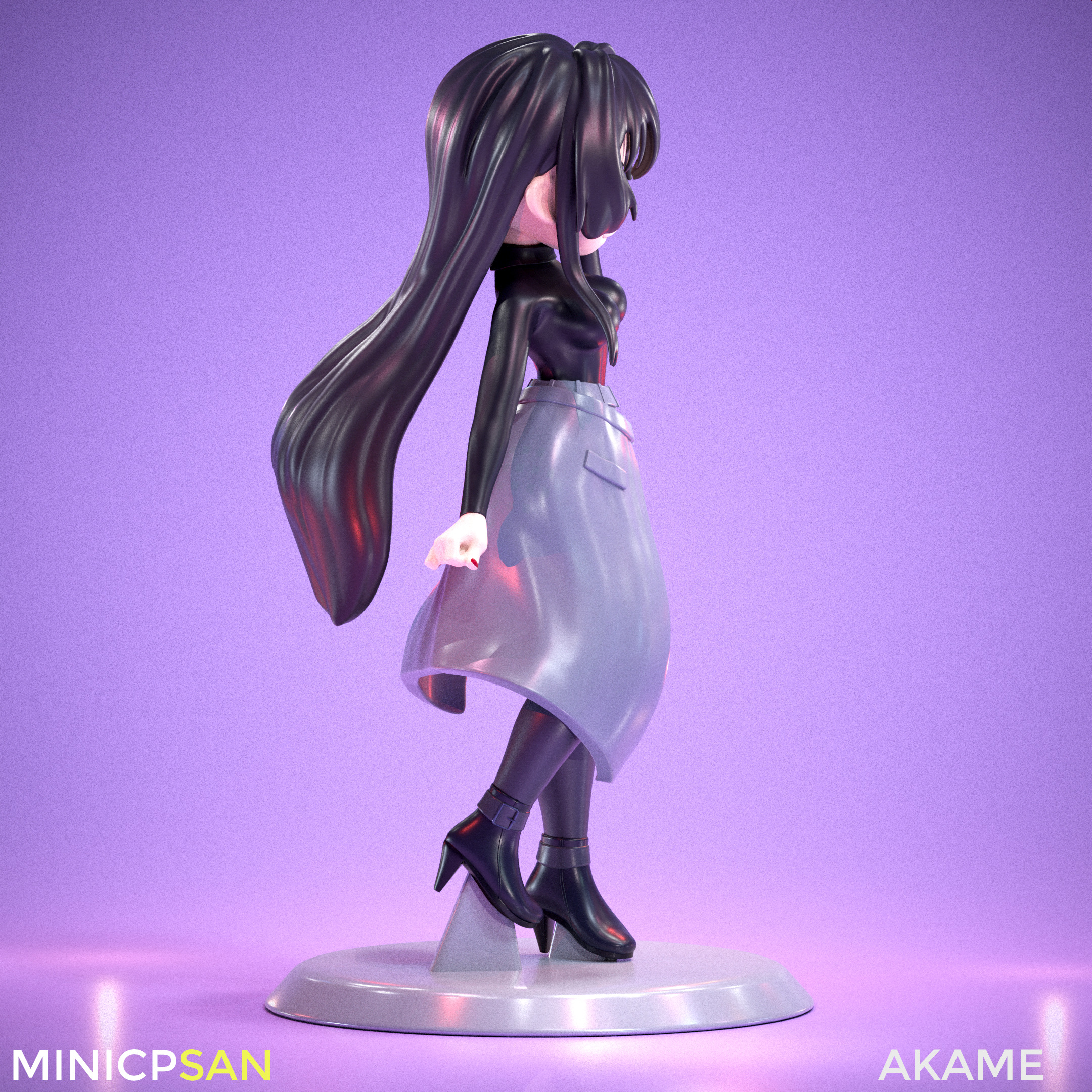 Akame - Cute Black Top Outfit - Akame Ga Kill Anime 3D print model_5