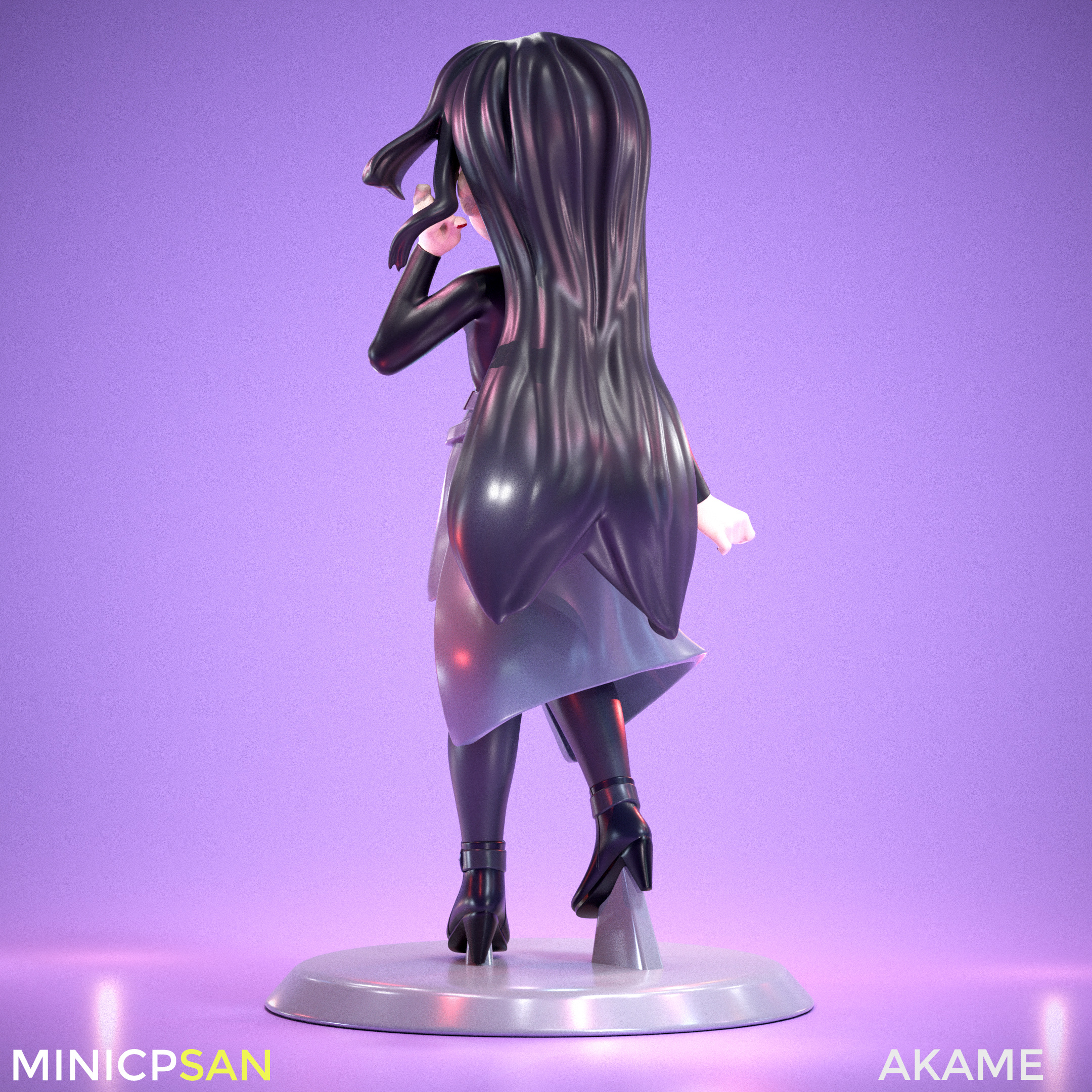 Akame - Cute Black Top Outfit - Akame Ga Kill Anime 3D print model_3