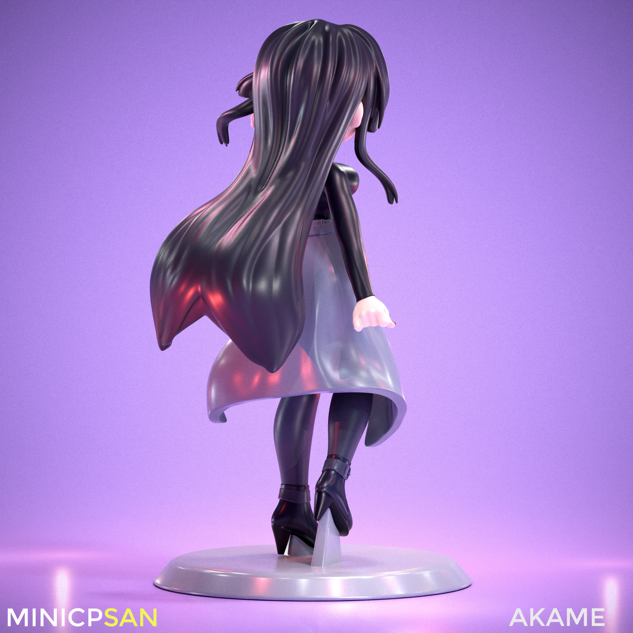 Akame - Cute Black Top Outfit - Akame Ga Kill Anime 3D print model_4