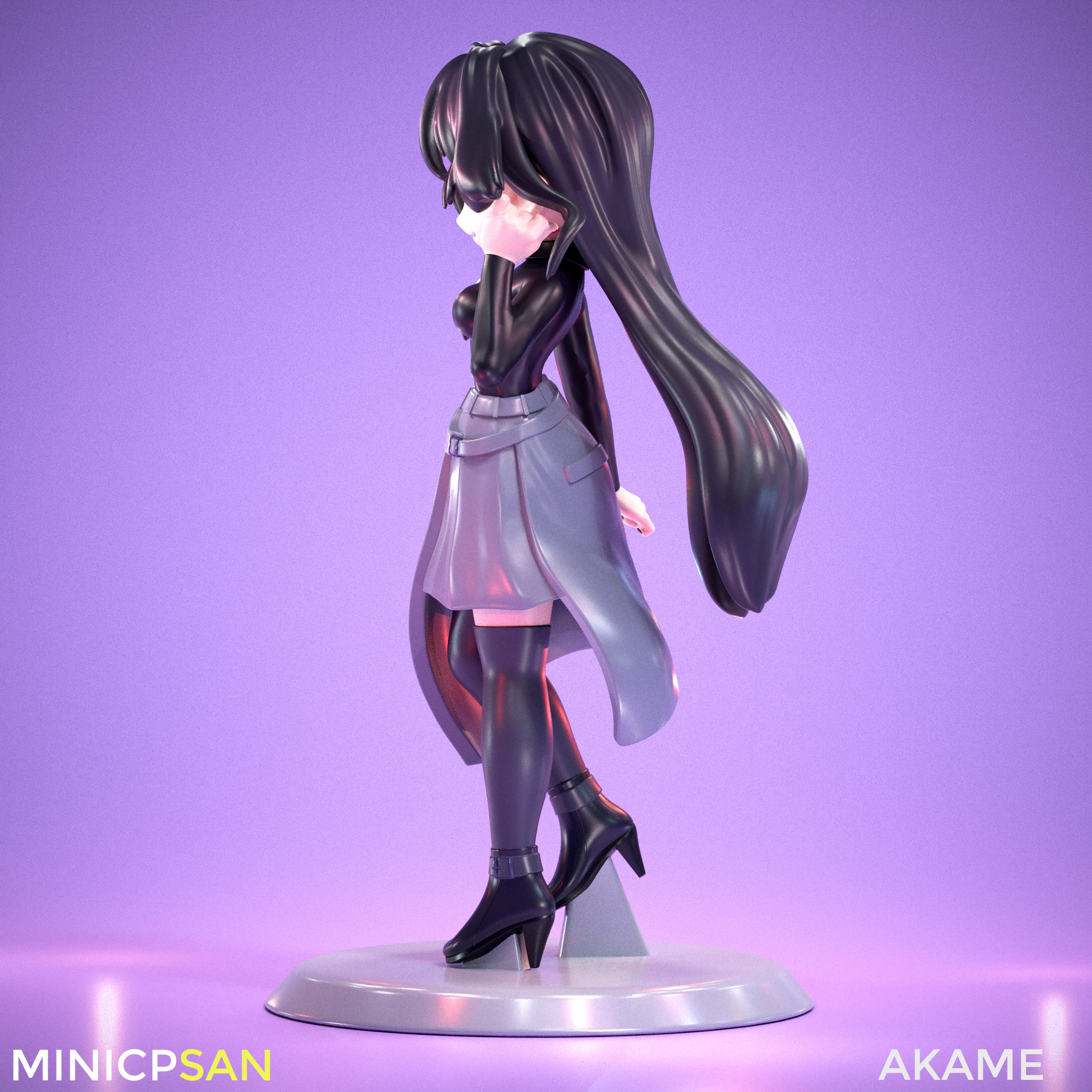 Akame - Cute Black Top Outfit - Akame Ga Kill Anime 3D print model_2