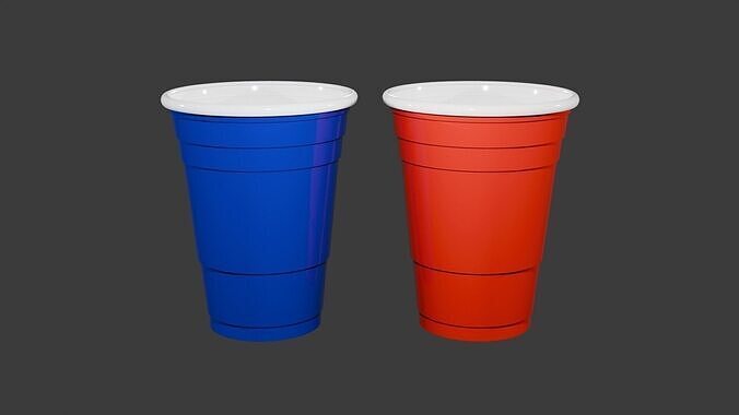 Blue and red beer cup Free 3D model