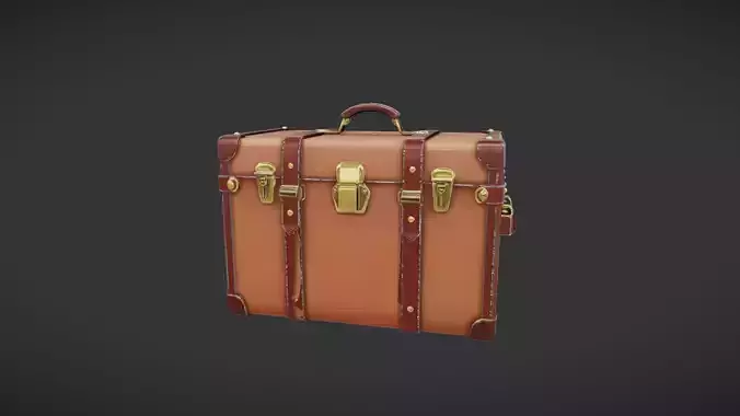 Vintage leather suitcase with metal clasps