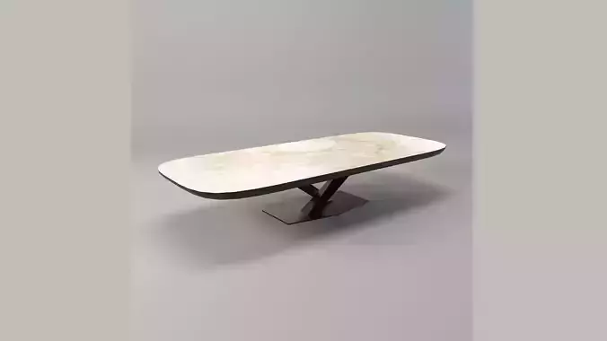 Rectangular Marble Dining Table 3D Model