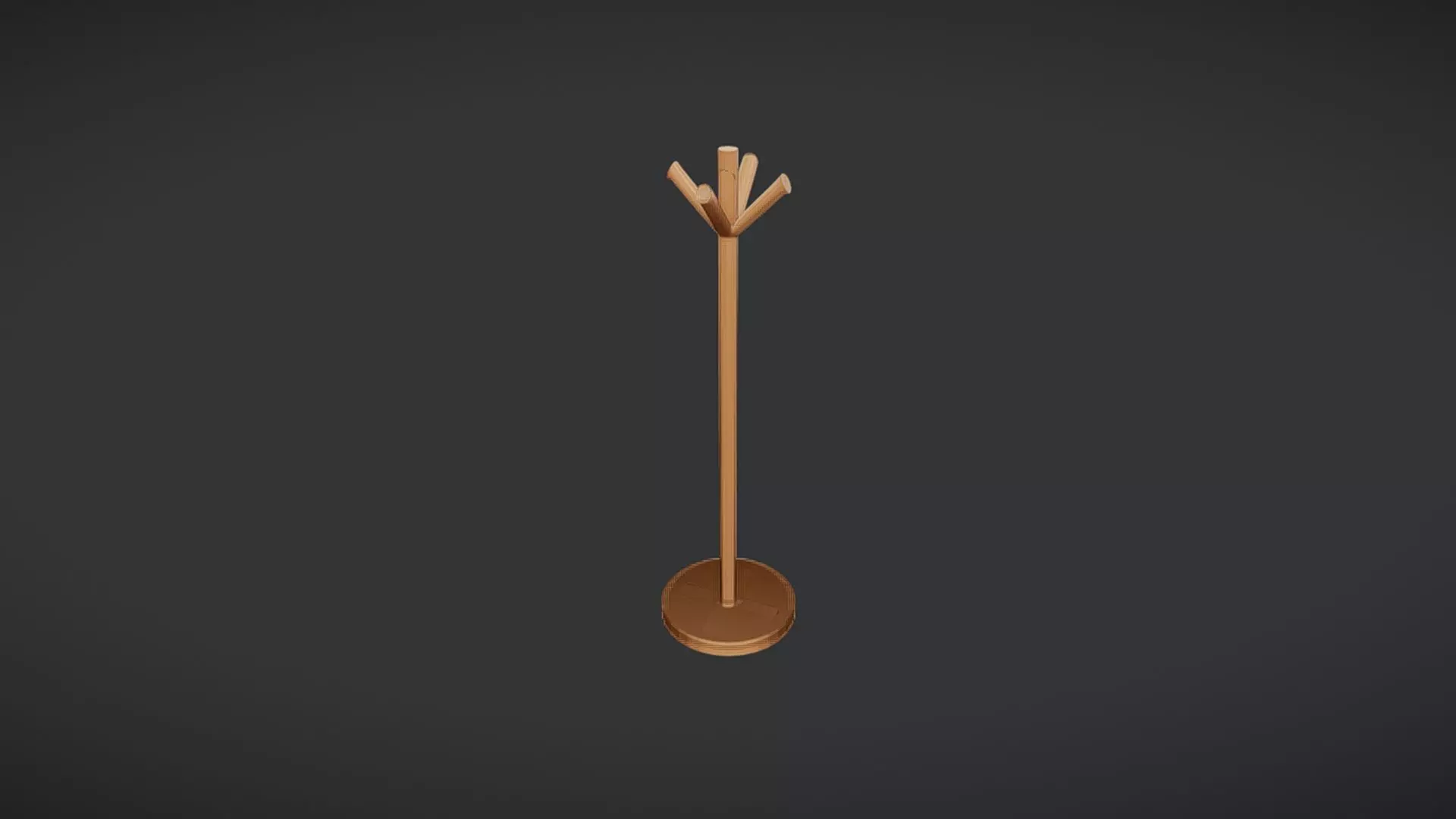 wooden coat rack 3D model_0