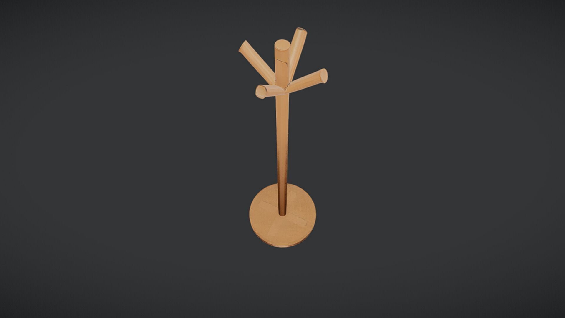 wooden coat rack 3D model_6