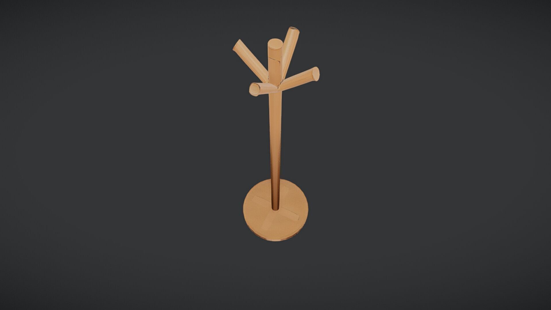 wooden coat rack 3D model_7
